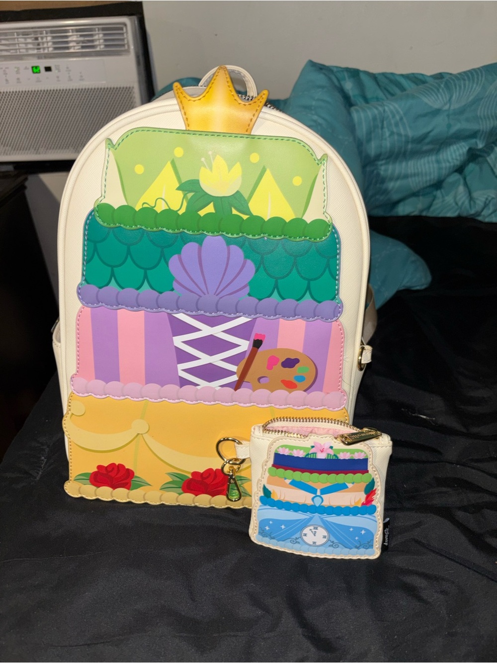 Disney Lovers  Princess Layered Cake Backpack and Coin Purse - White Multicolor